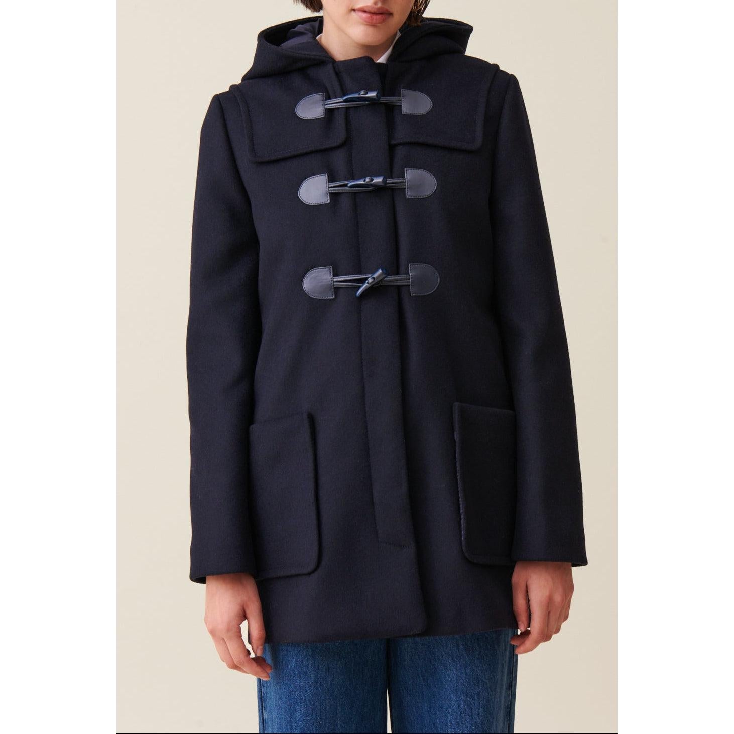 Navy Blue Short Hooded Coat