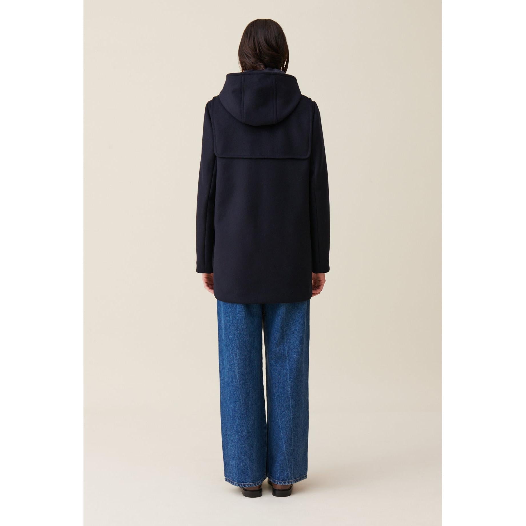 Navy Blue Short Hooded Coat