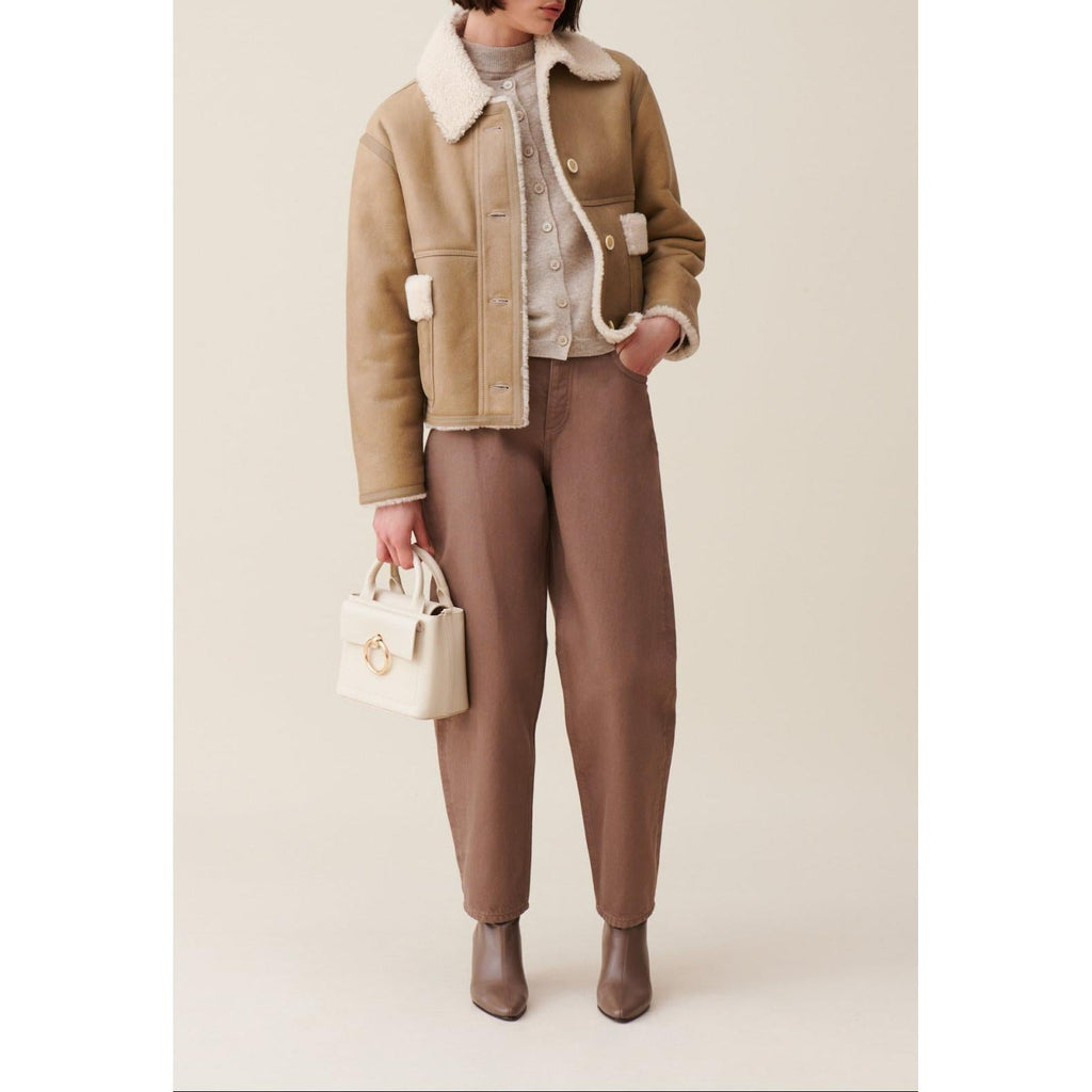 Claudie Pierlot - Short Shearling Jacket Beige