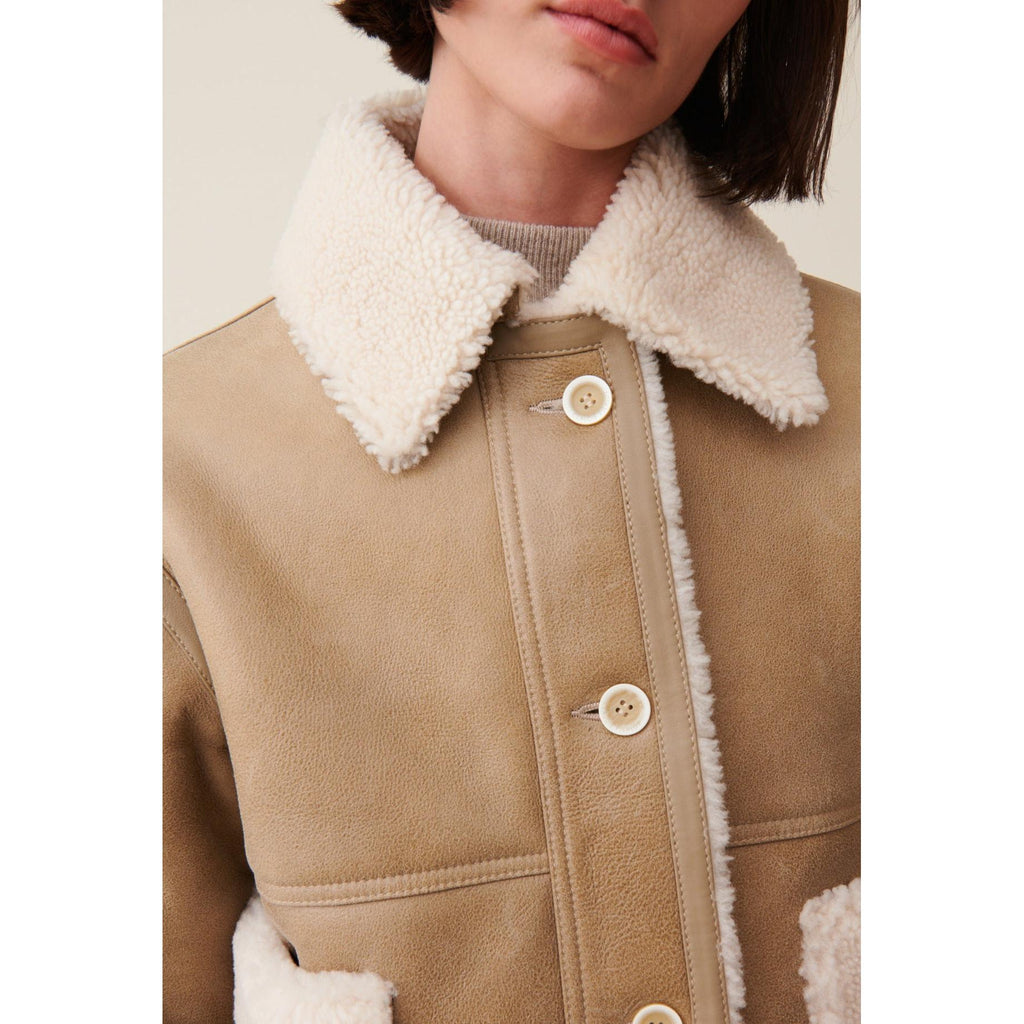 Claudie Pierlot - Short Shearling Jacket Beige
