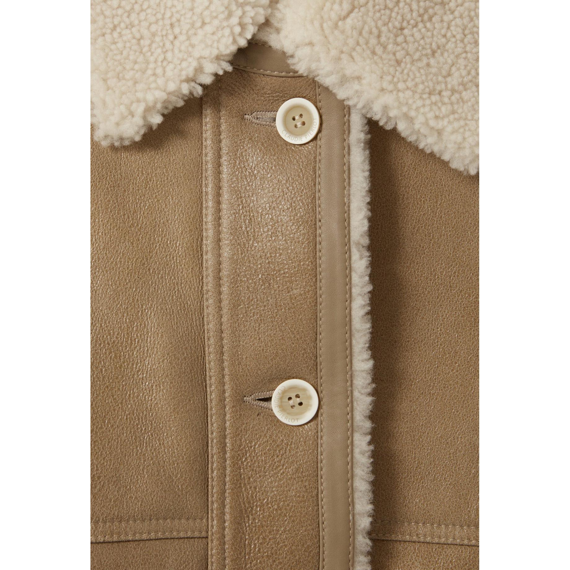 Claudie Pierlot - Short Shearling Jacket Beige