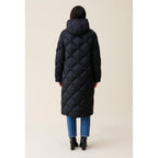 Long Quilted Hooded Down Jacket