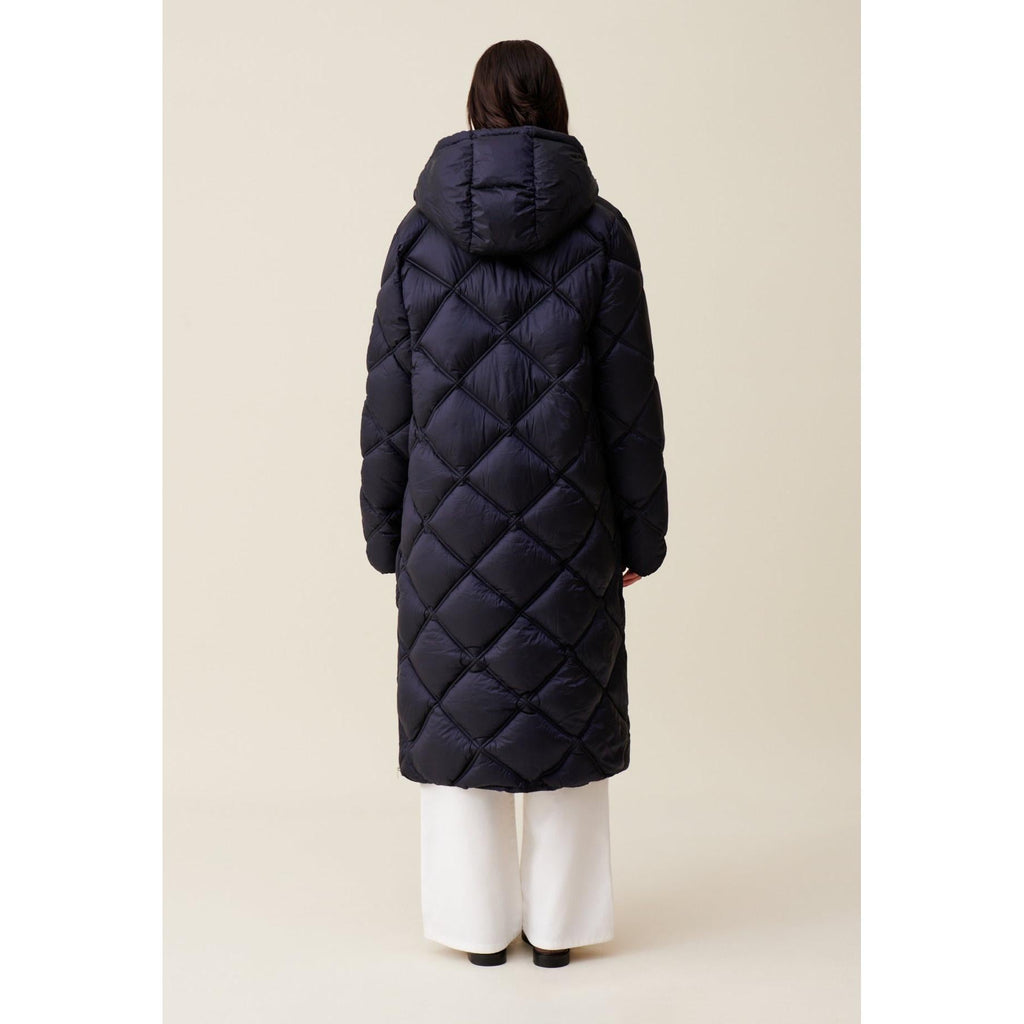 Long Quilted Hooded Down Jacket