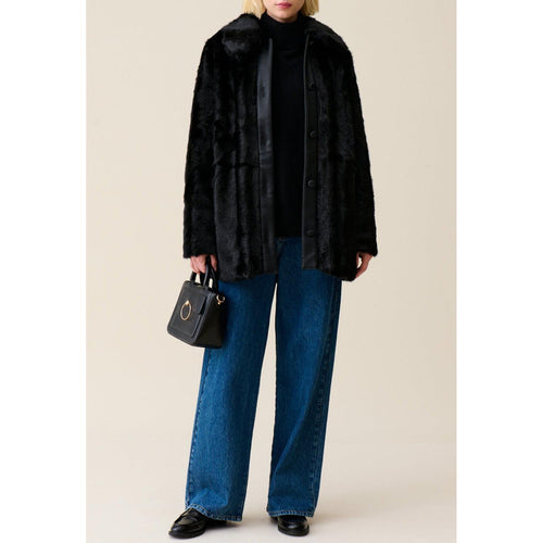 Manteau Fausse Fourrure Noir