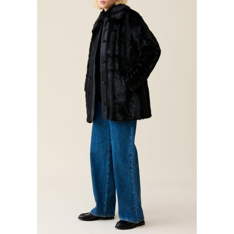 Manteau Fausse Fourrure Noir