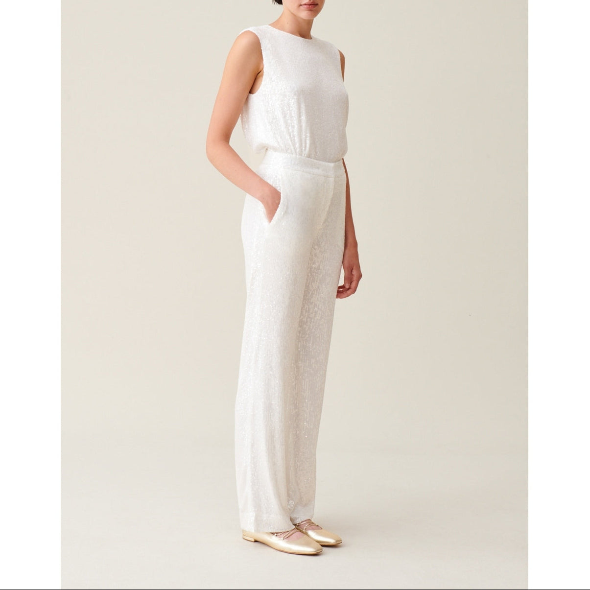 Pantalón de Lentejuelas Blanco