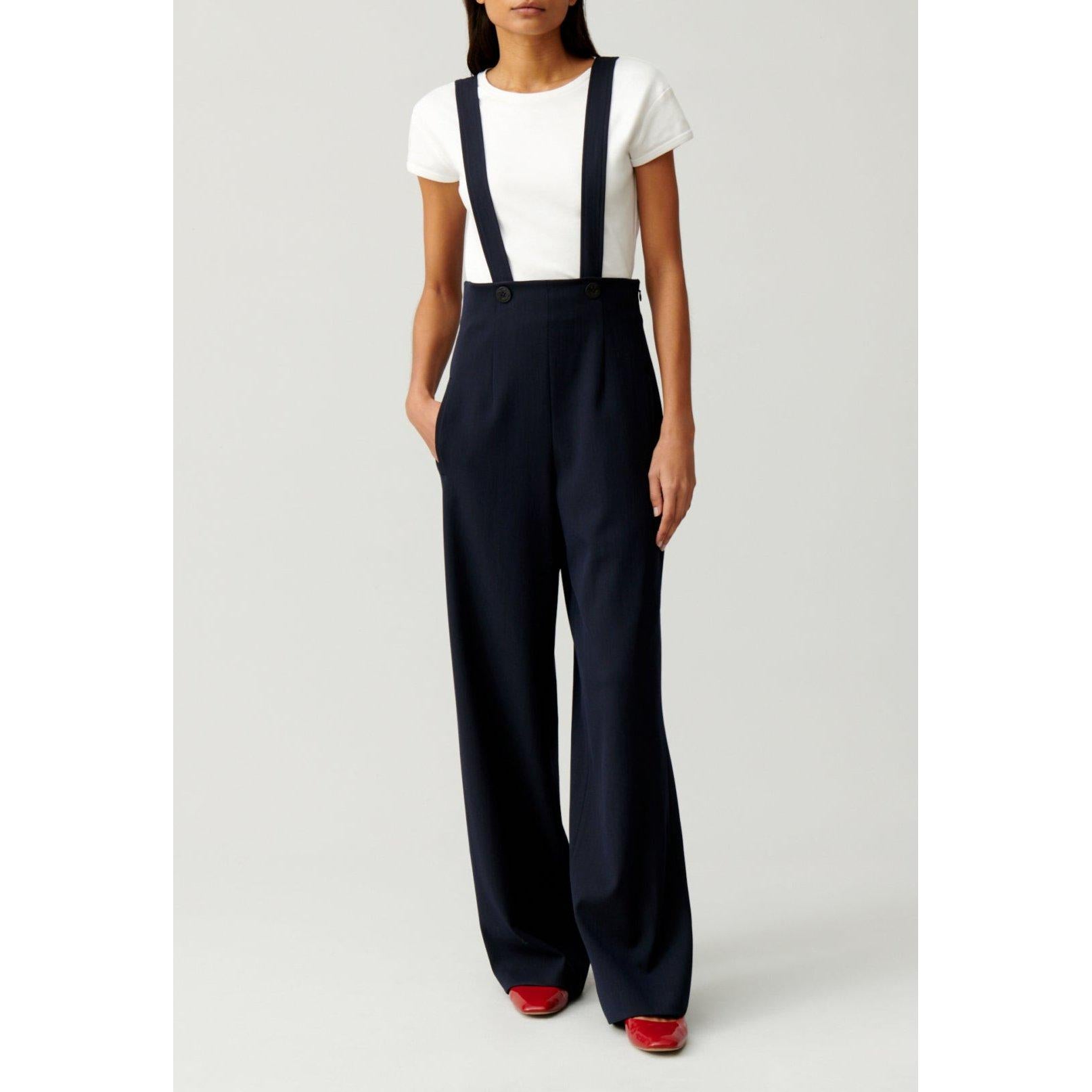Pantalón Con Tirantes Azul Marino