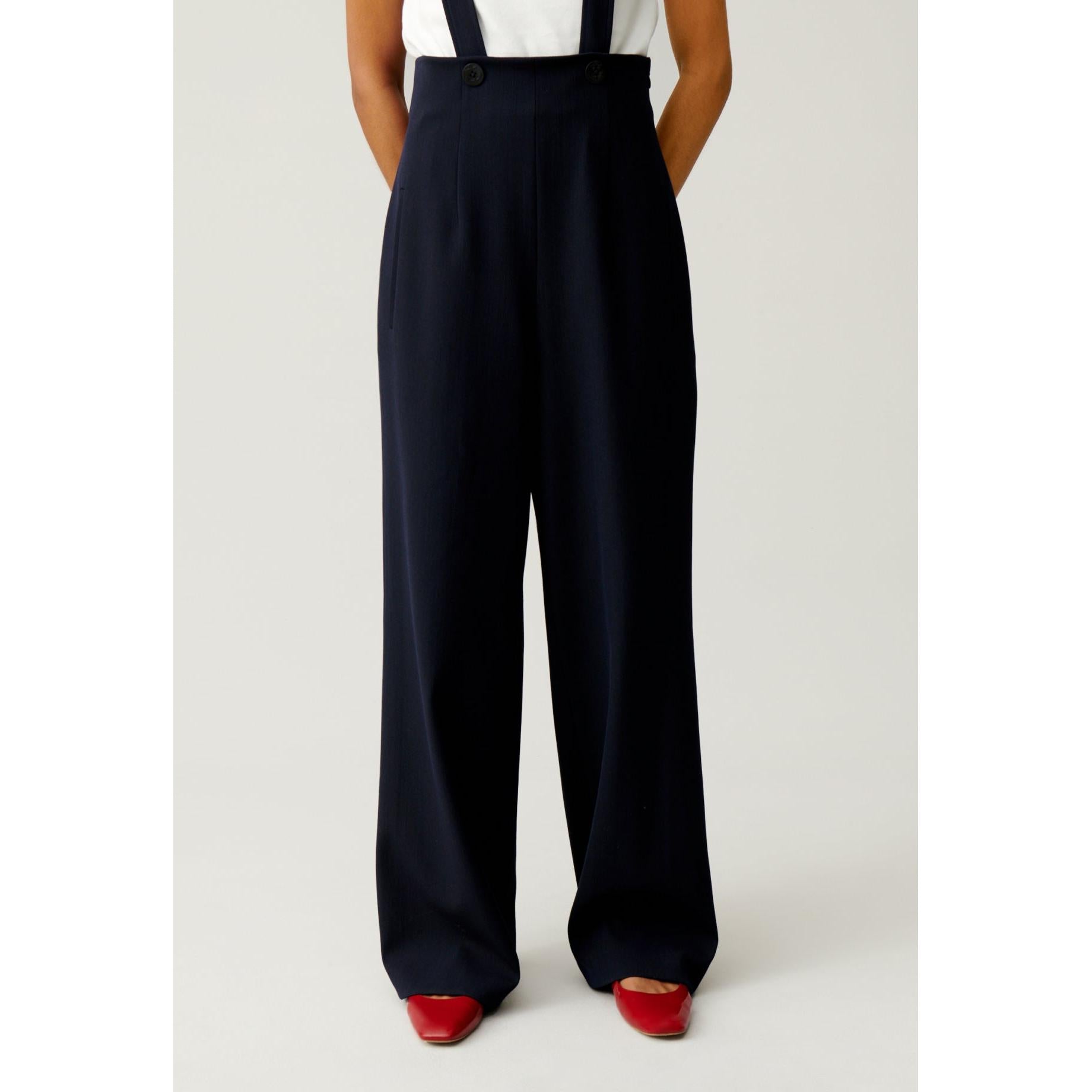 Pantalón Con Tirantes Azul Marino