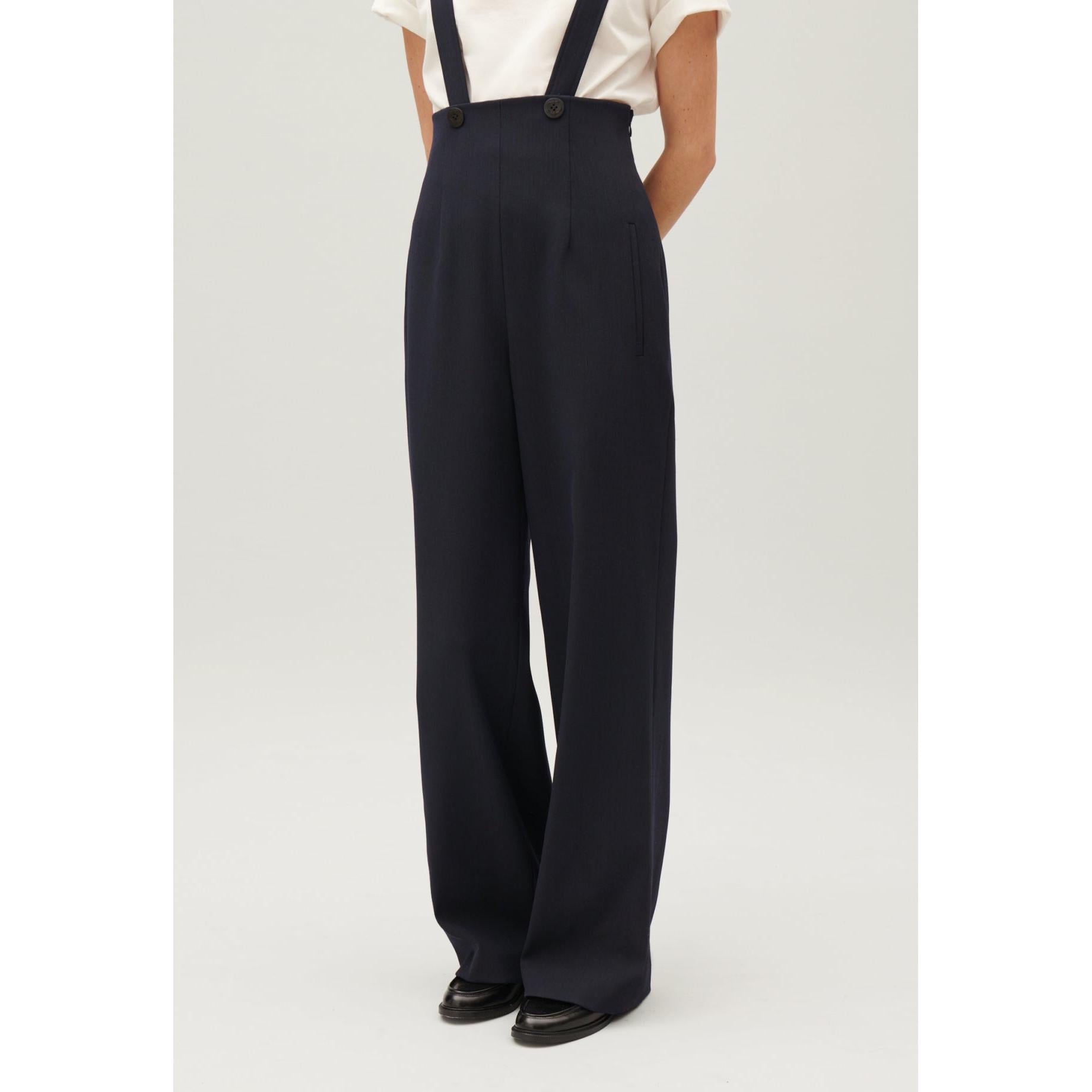 Pantalón Con Tirantes Azul Marino