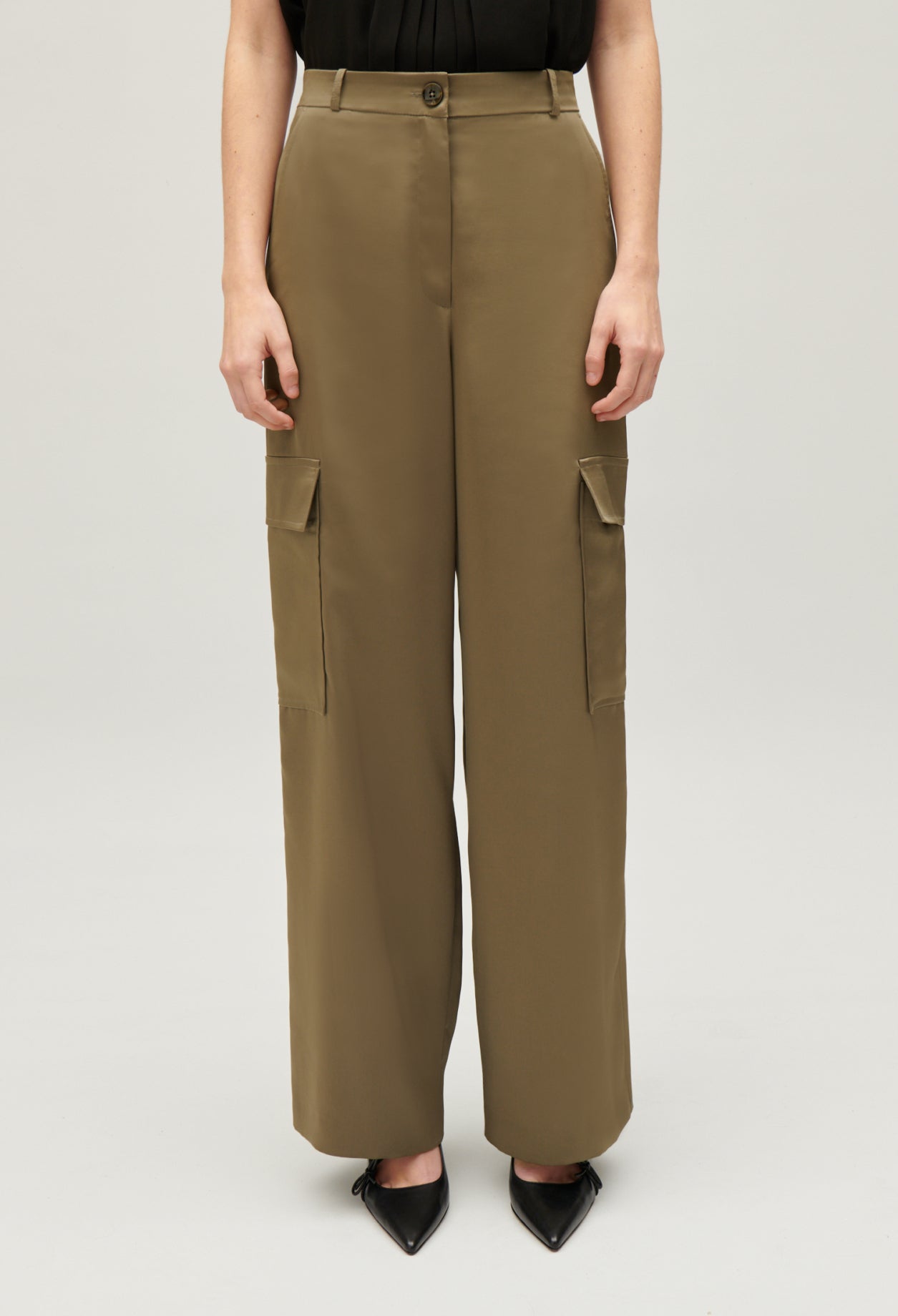 Trousers - Palmesatin - Khaki