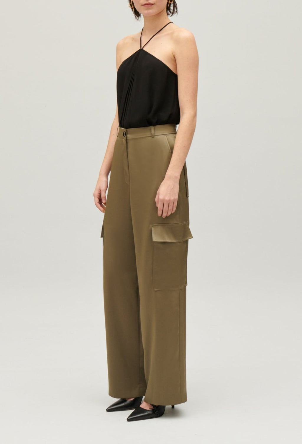 Trousers - Palmesatin - Khaki