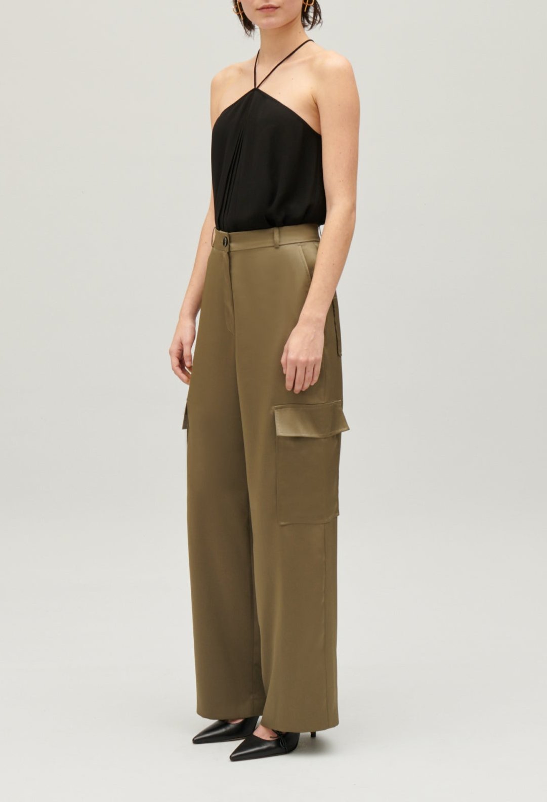 Trousers - Palmesatin - Khaki