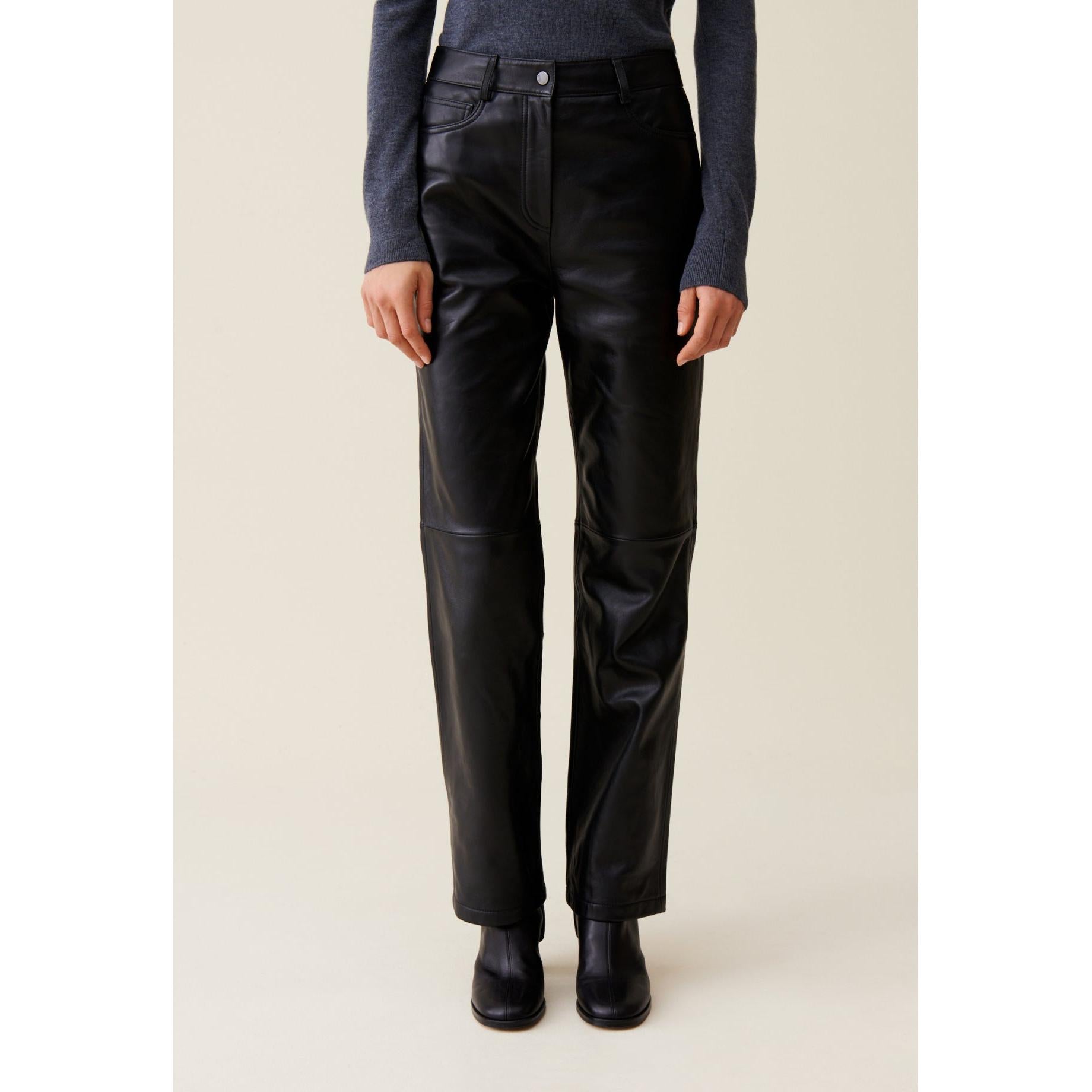 Pantalón Recto de Piel