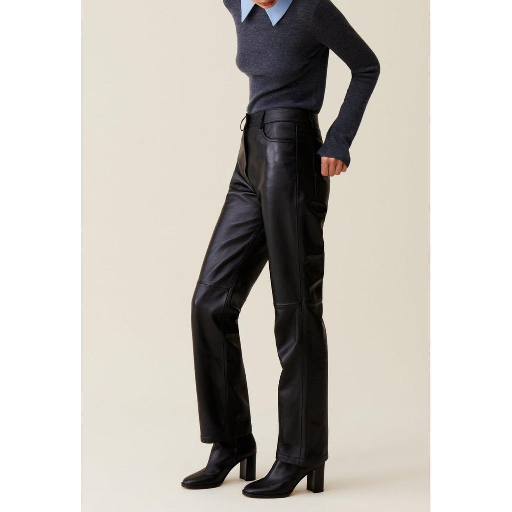 Pantalón Recto de Piel