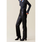 Pantalón Recto de Piel