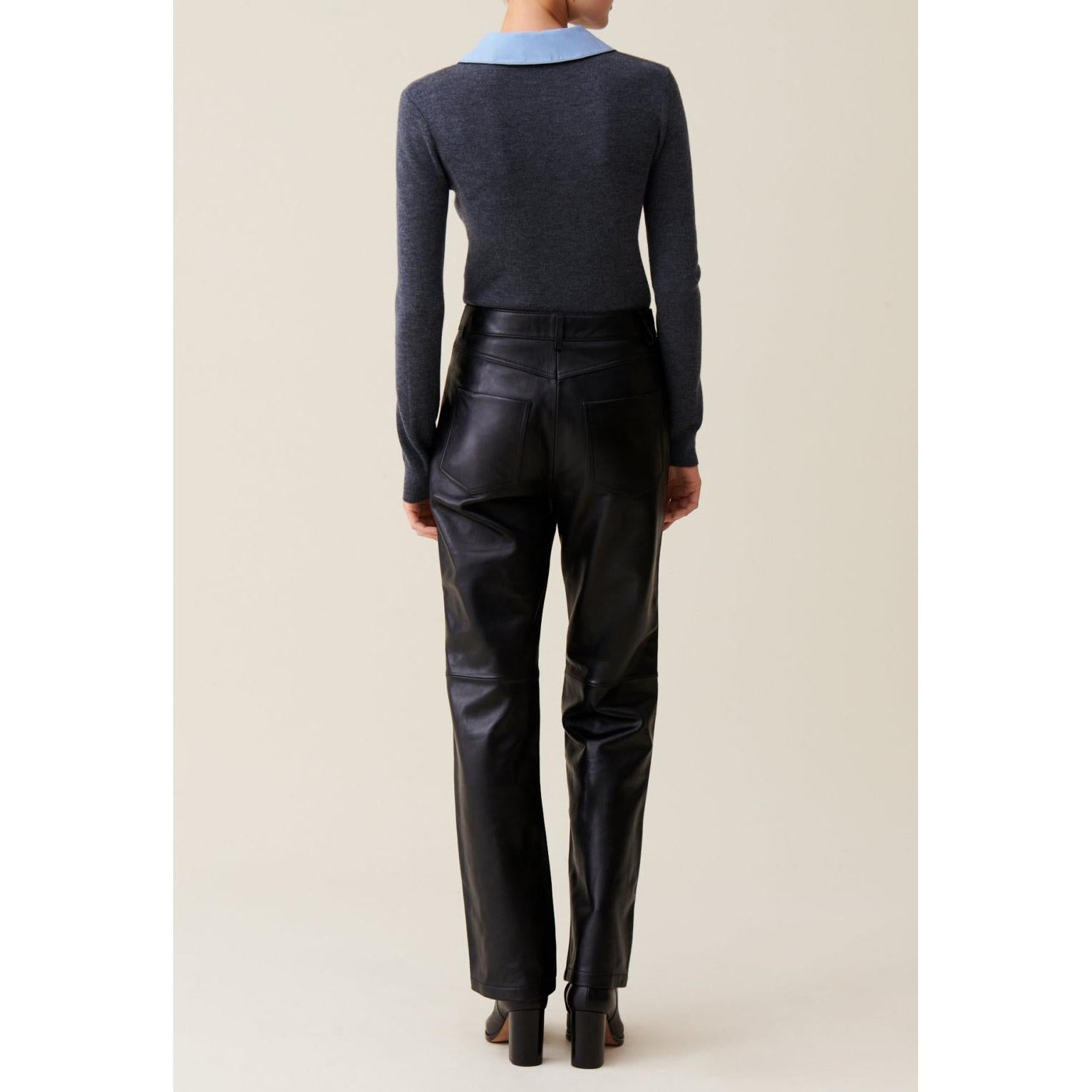 Pantalón Recto de Piel