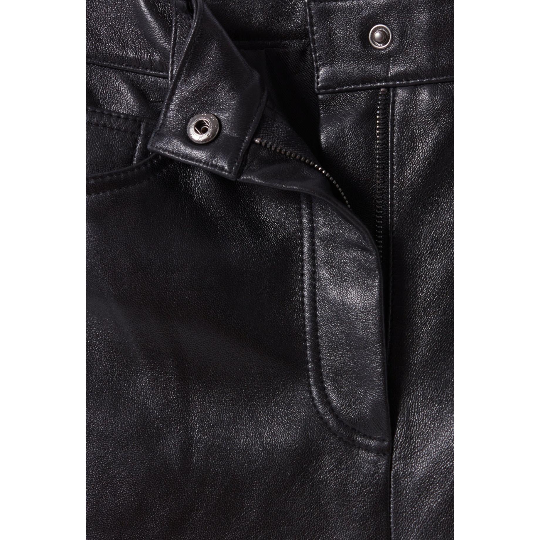 Pantalón Recto de Piel