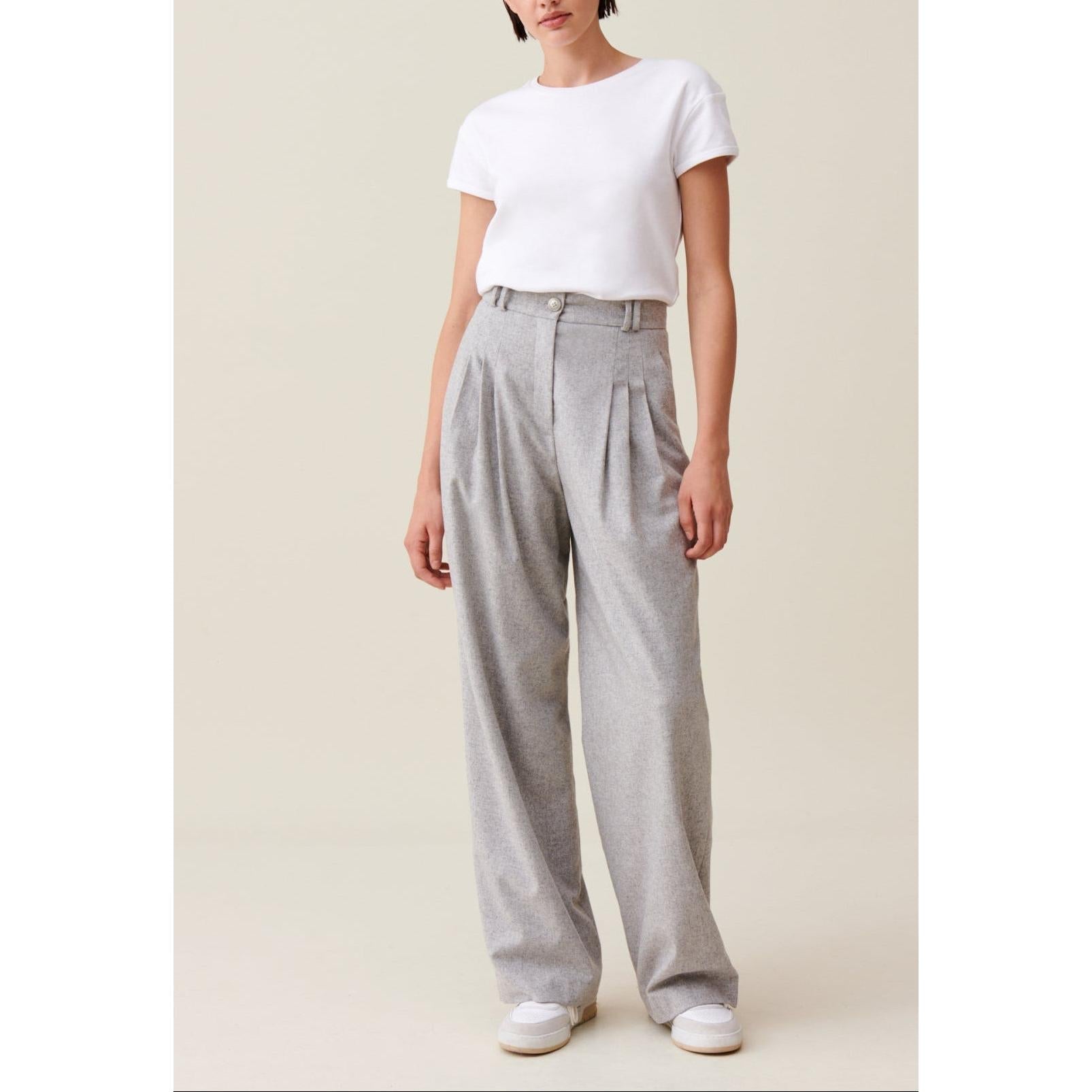 Claudie Pierlot - Light Gray Knit Wide Leg Pants