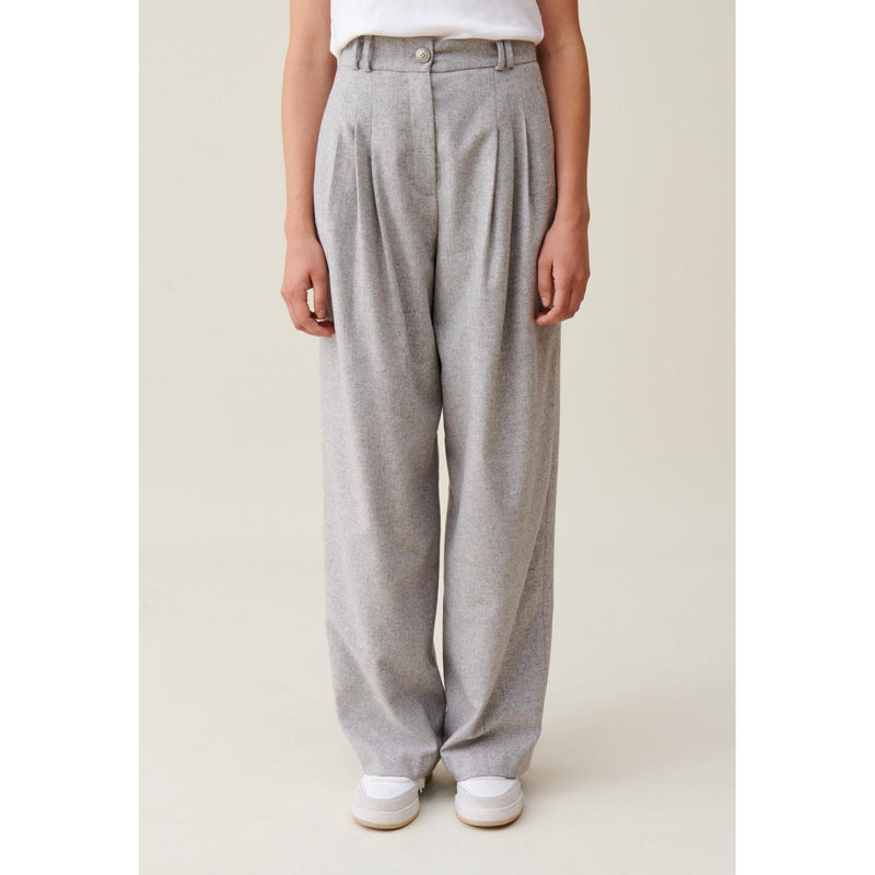 Pantalon Large Maille Gris Clair