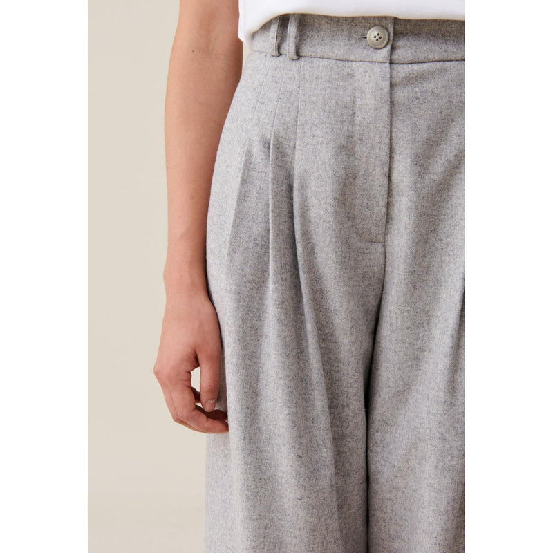 Pantalón Ancho De Punto Gris Claro