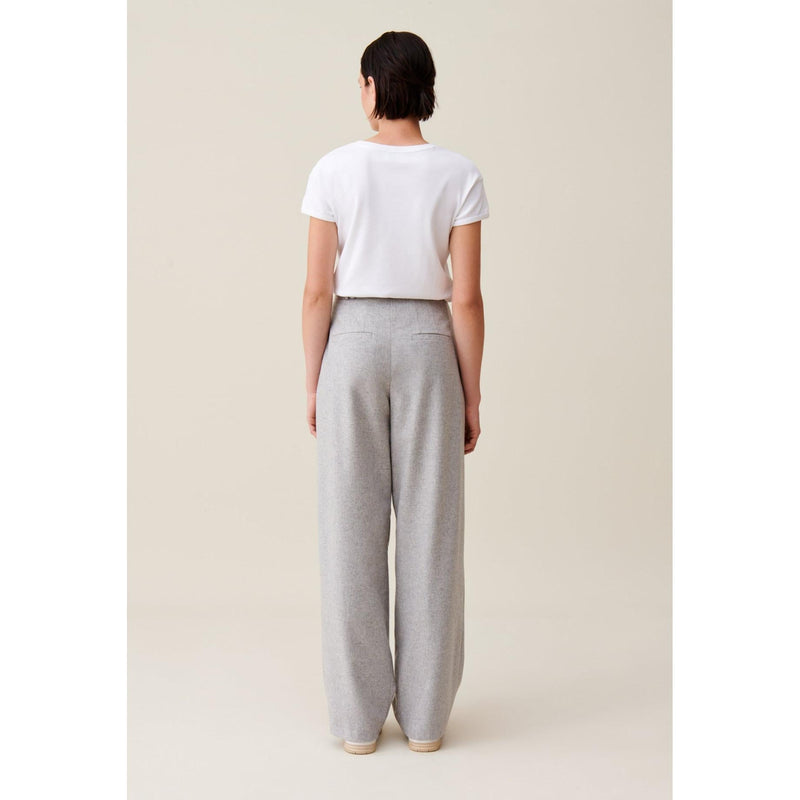 Pantalón Ancho De Punto Gris Claro