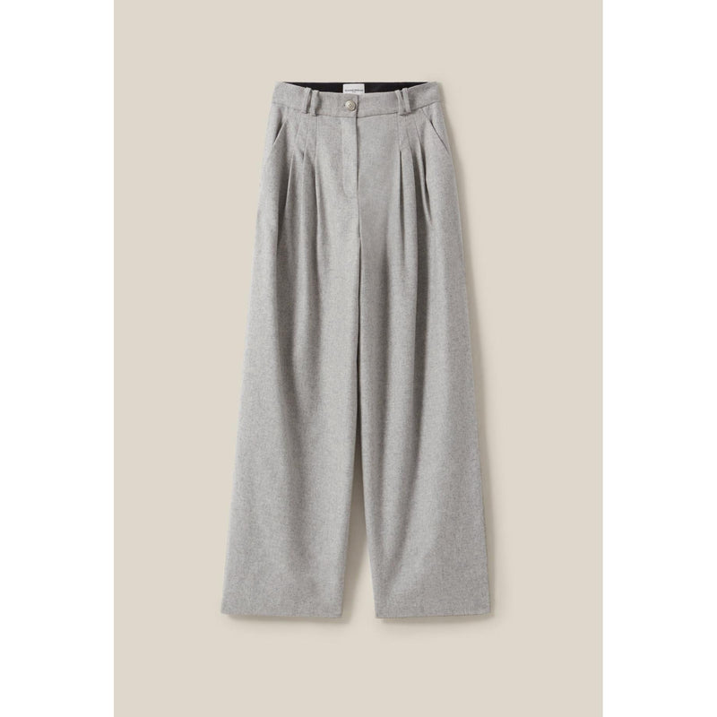 Pantalón Ancho De Punto Gris Claro