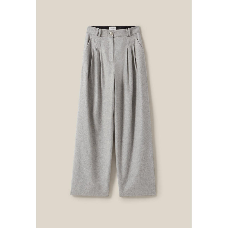 Pantalon Large Maille Gris Clair