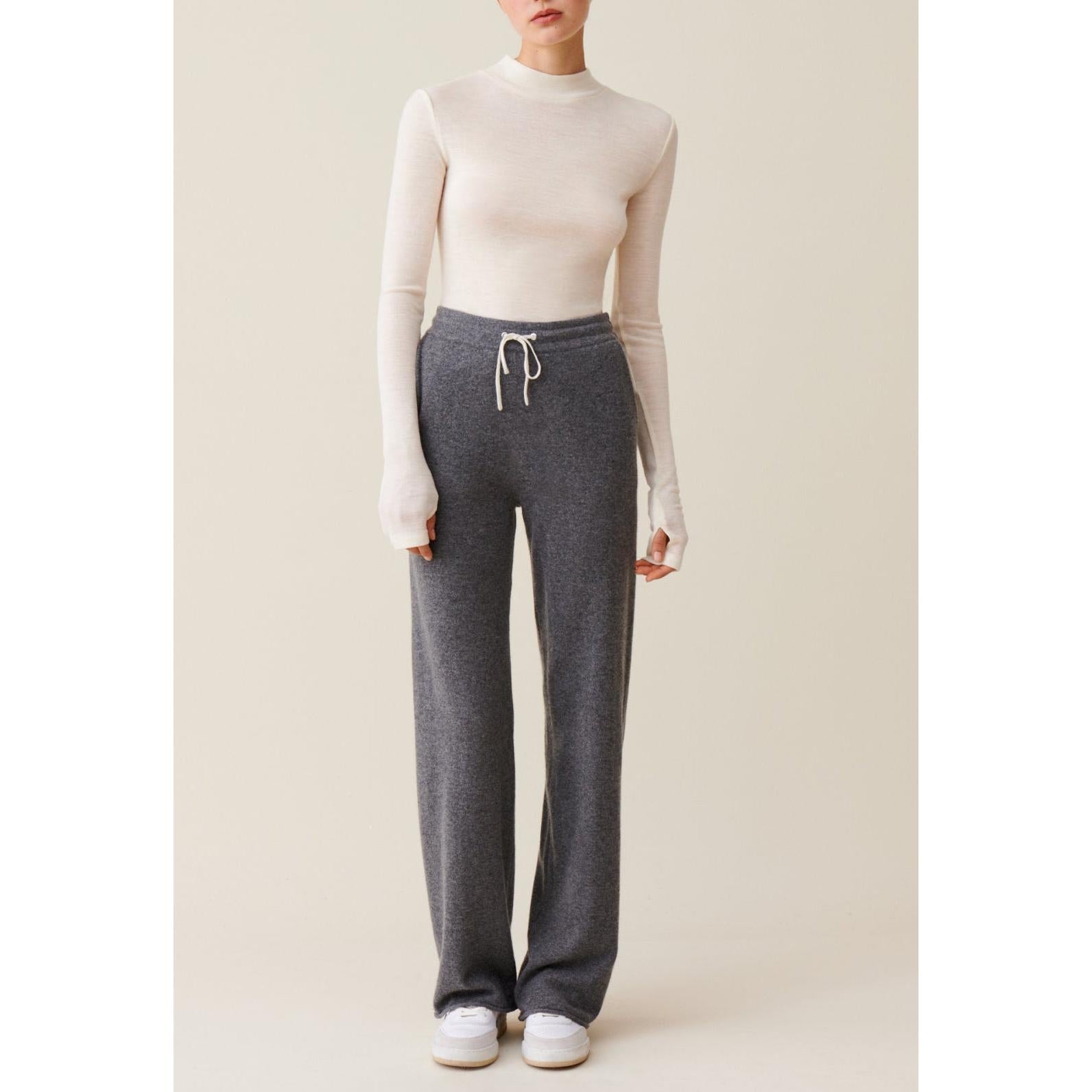 Grey Fluid Cashmere Trousers