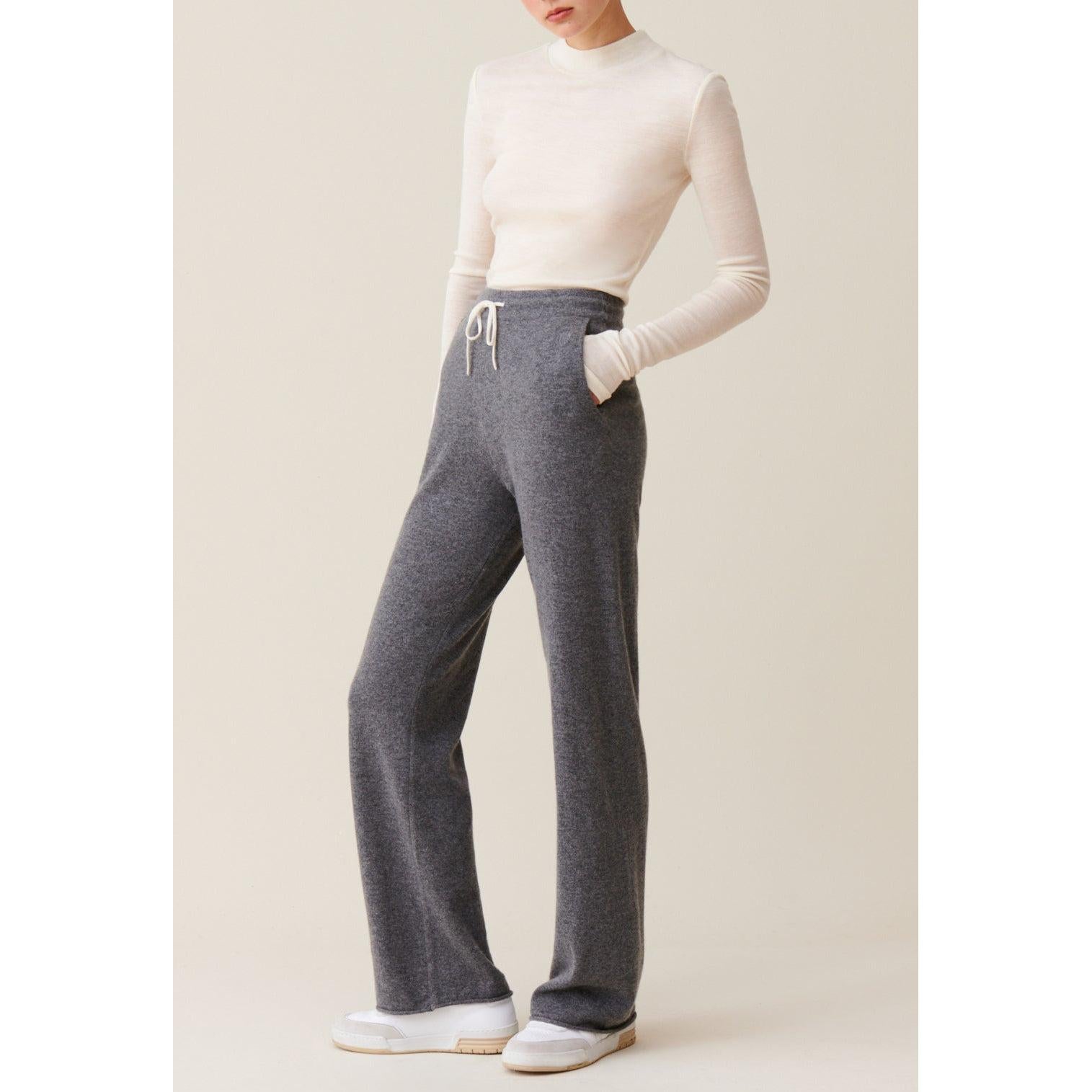 Grey Fluid Cashmere Trousers