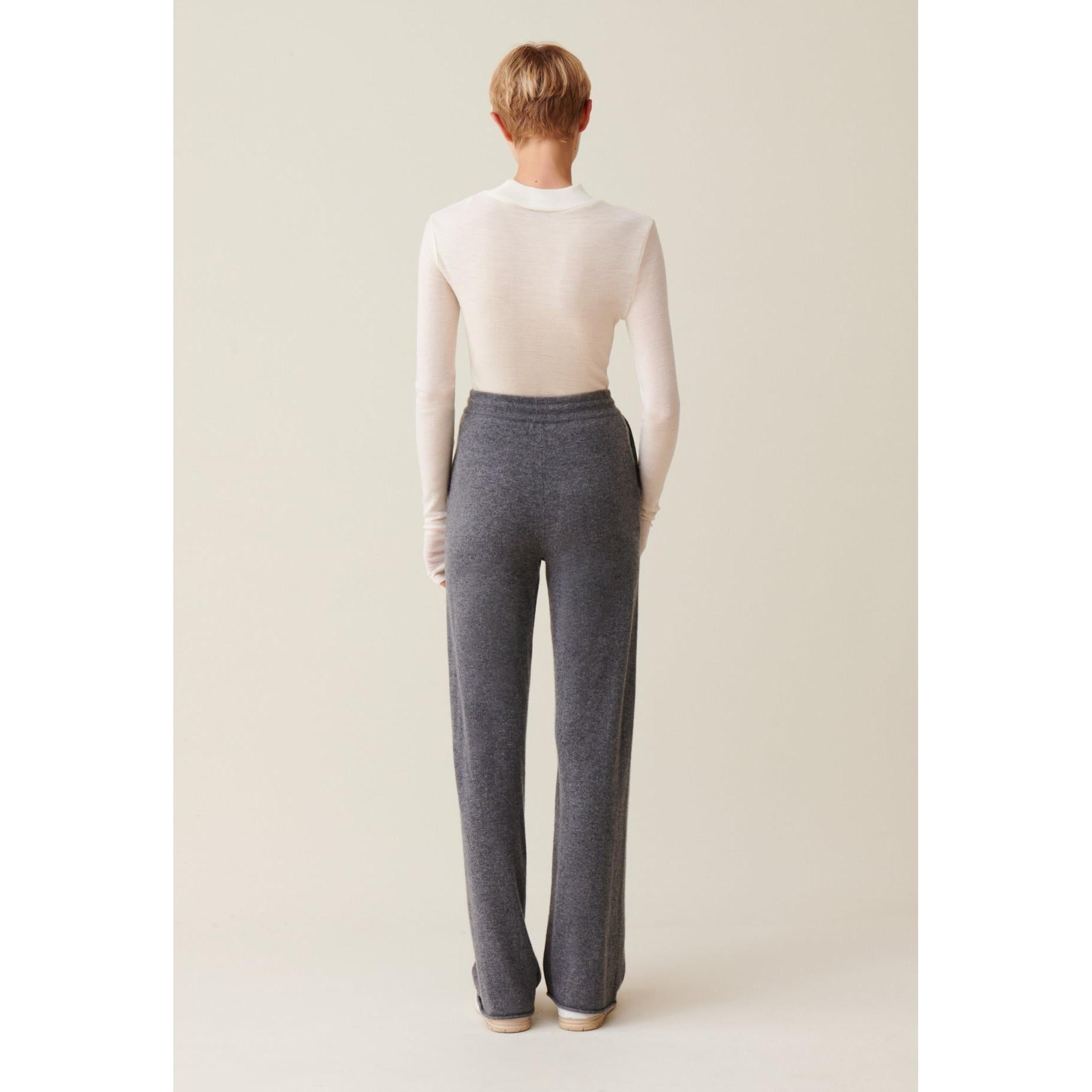 Grey Fluid Cashmere Trousers