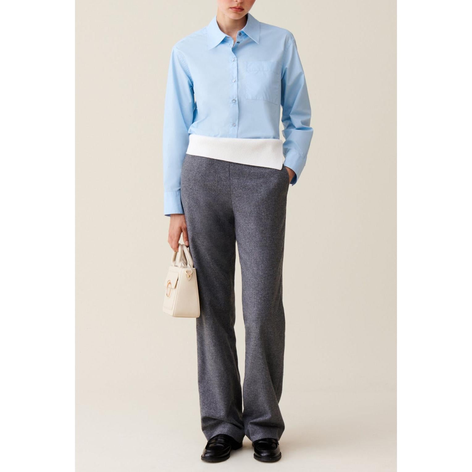 Pantalon Droit Ceinture Contrastée