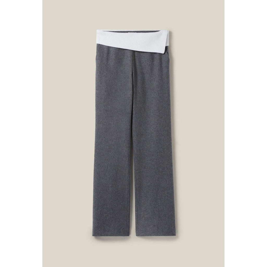 Pantalon Droit Ceinture Contrastée