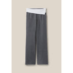 Pantalon Droit Ceinture Contrastée