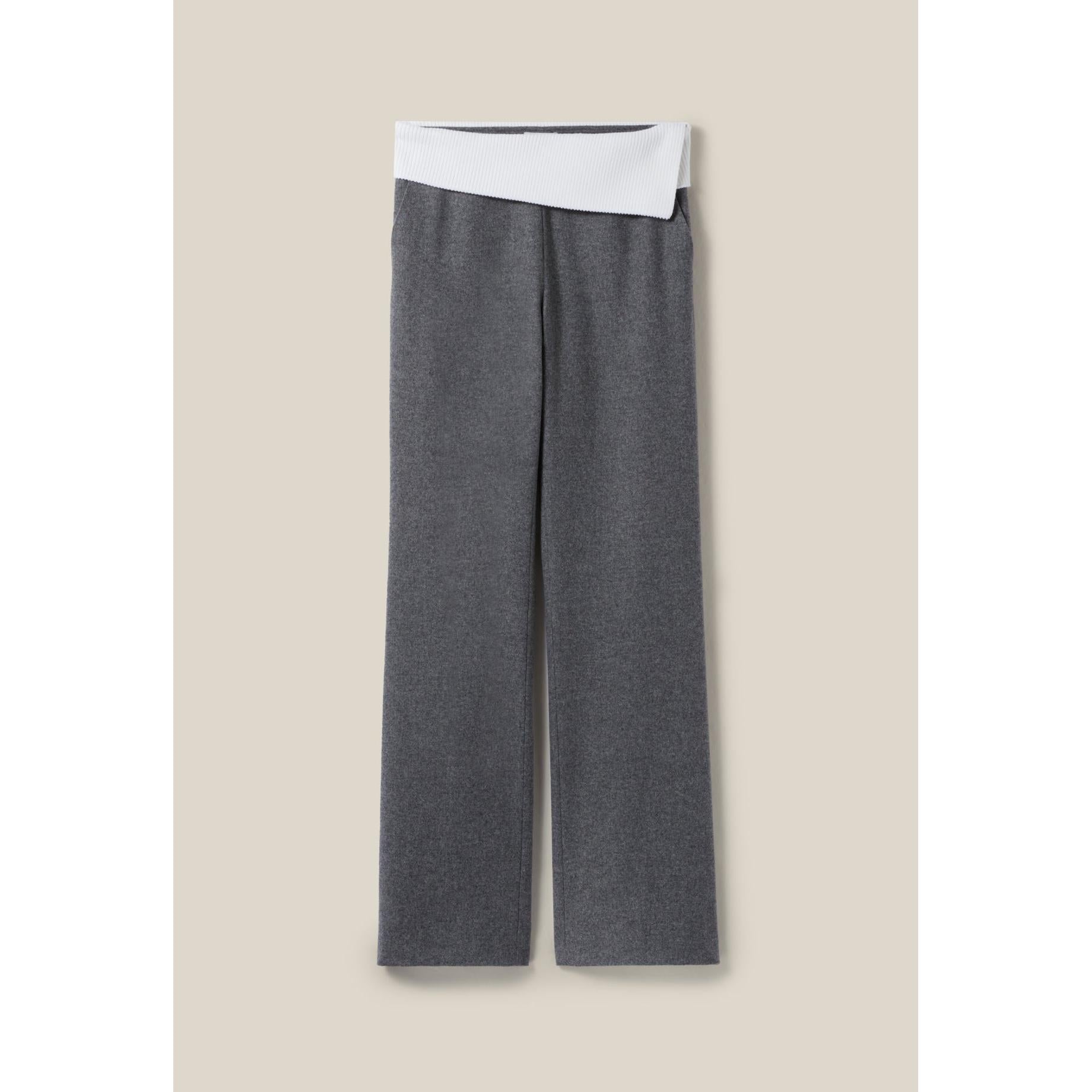Pantalon Droit Ceinture Contrastée