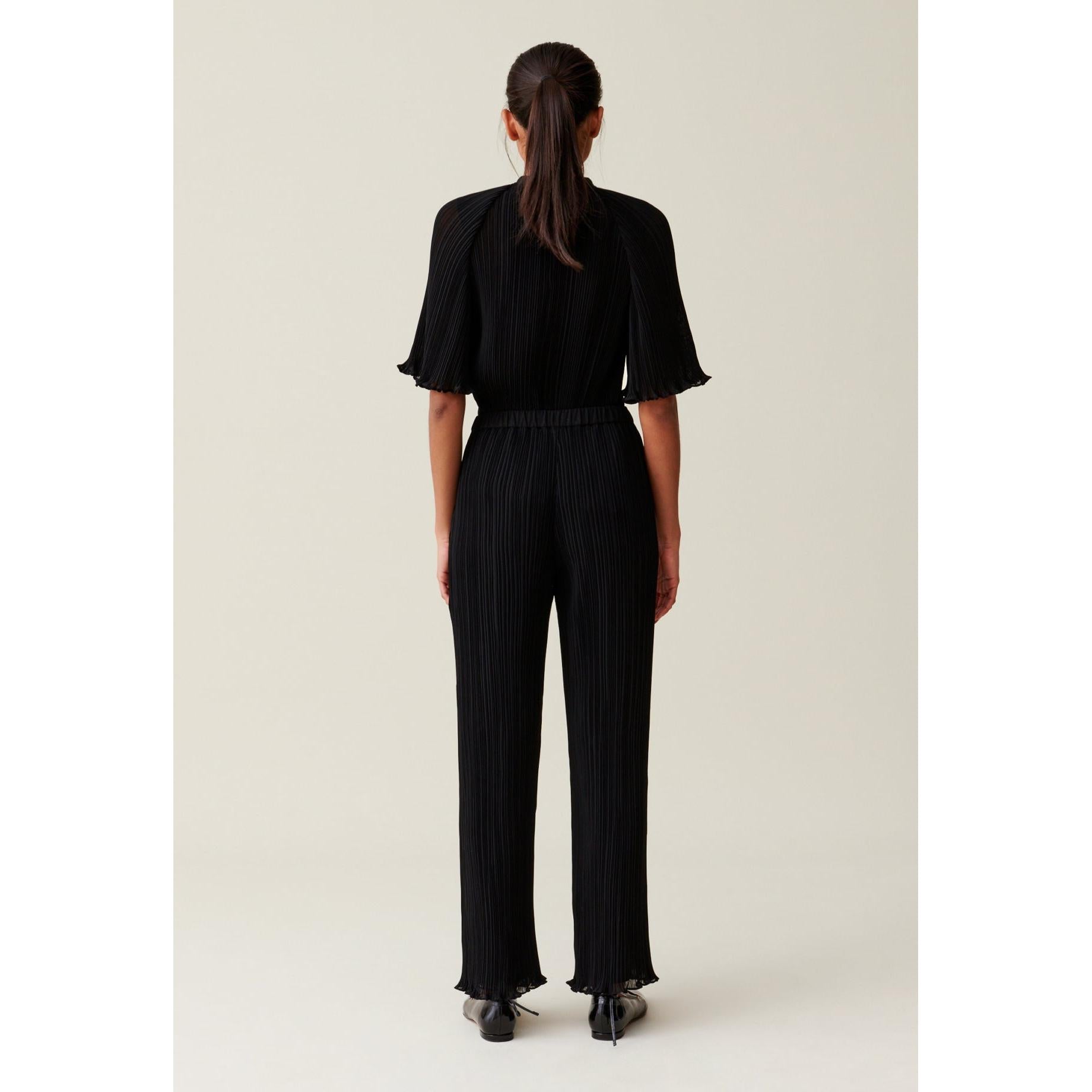 Pantalon Fluide Plissé Volanté