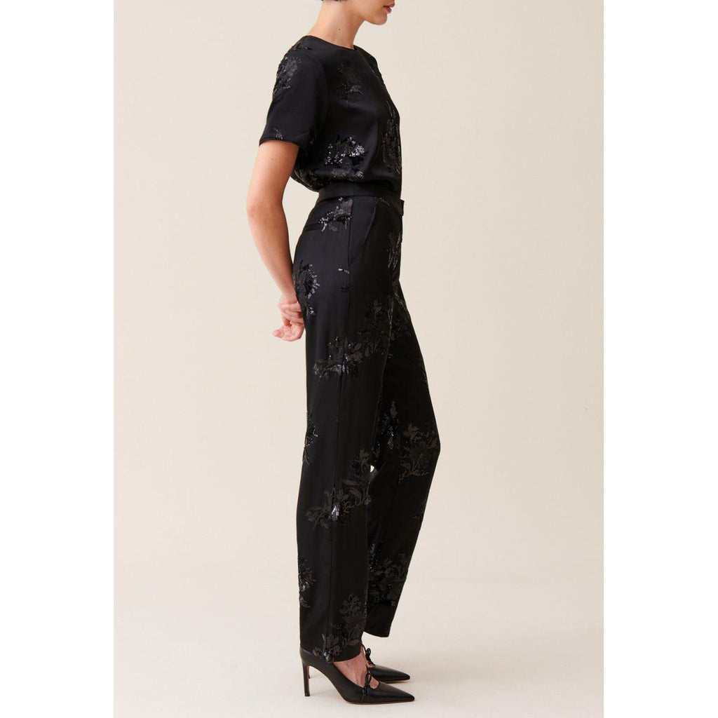 Pantalon Sequins Brodés Noir