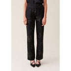 Black Embroidered Sequin Pants