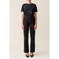Black Embroidered Sequin Pants