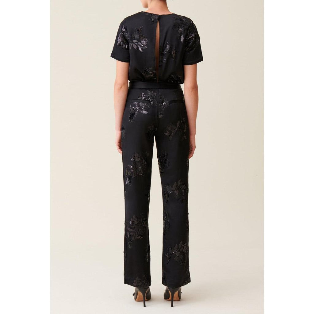 Pantalon Sequins Brodés Noir