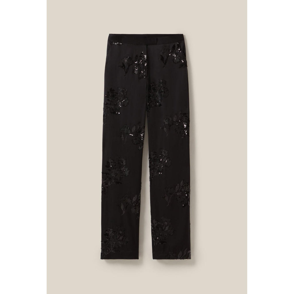 Pantalon Sequins Brodés Noir