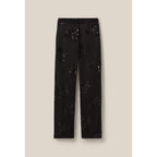 Black Embroidered Sequin Pants