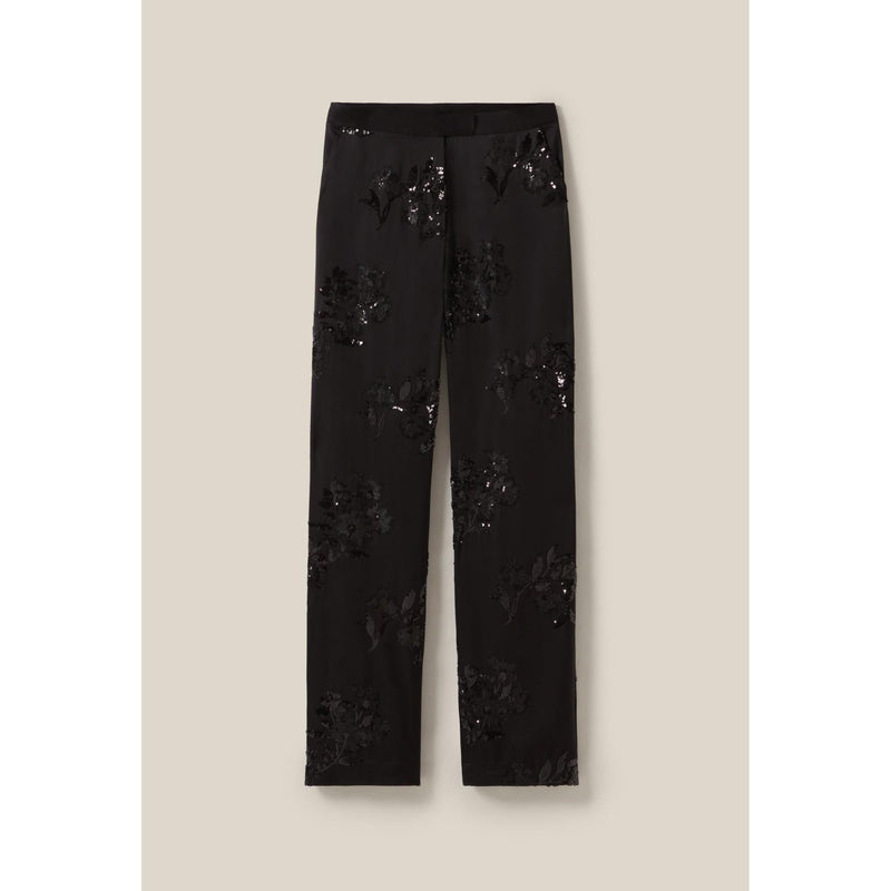 Pantalones de lentejuelas bordados negros