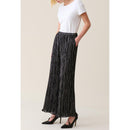 Pantalon Fluide Plissé Argenté