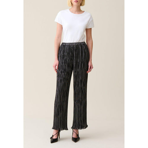 Pantalon Fluide Plissé Argenté