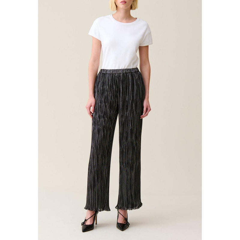 Pantalon Fluide Plissé Argenté