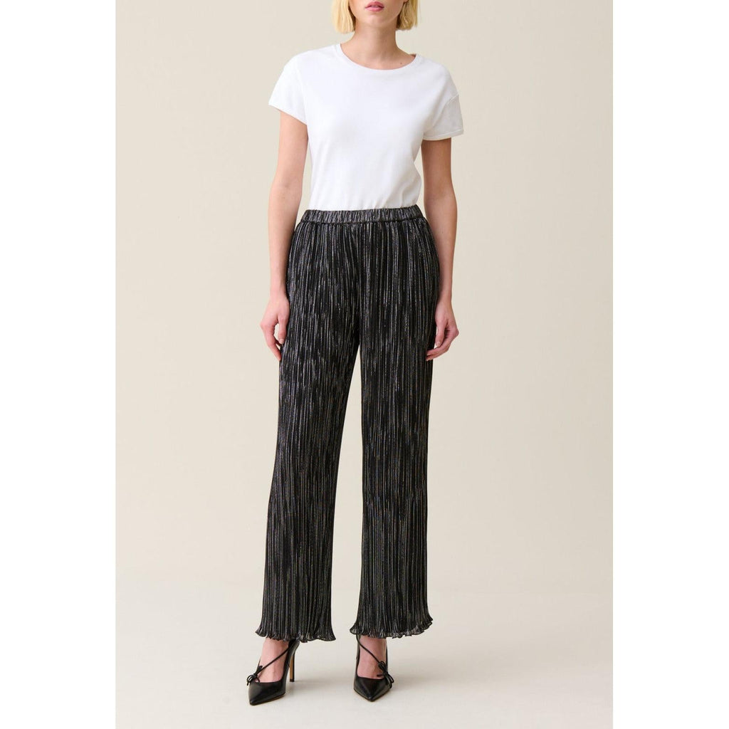 Silver Pleated Fluid Trousers
