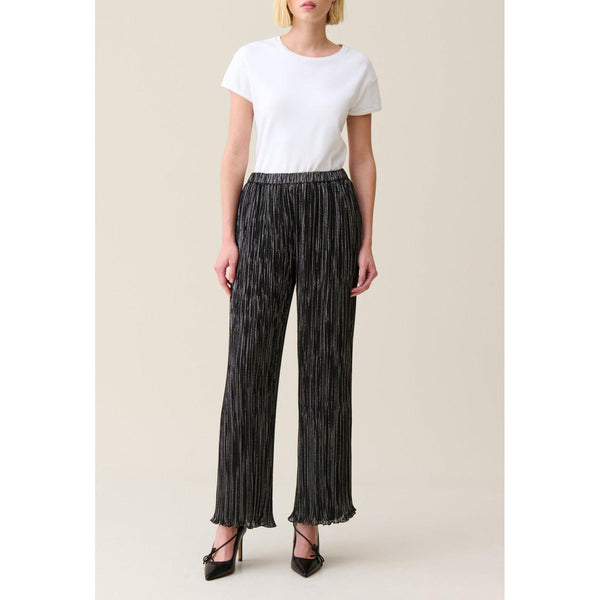 Silver Pleated Fluid Trousers