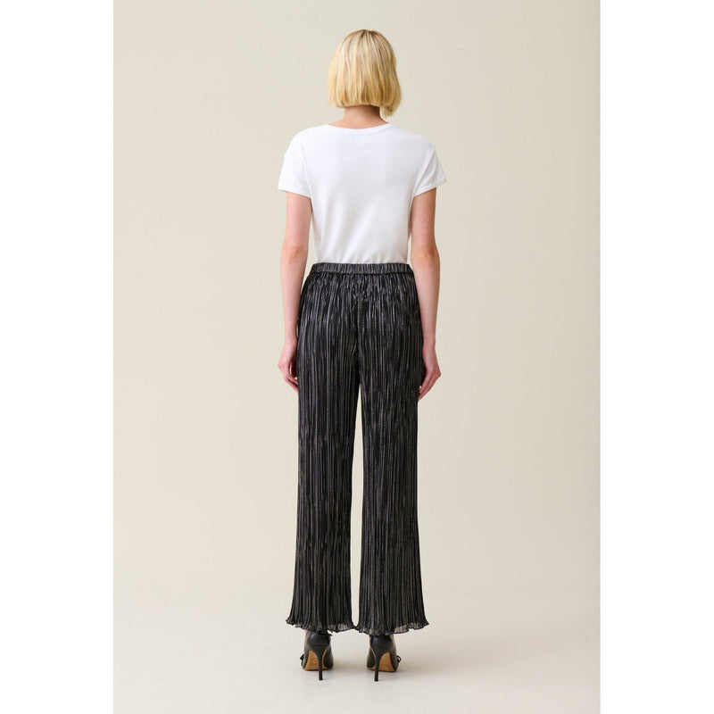 Pantalon Fluide Plissé Argenté