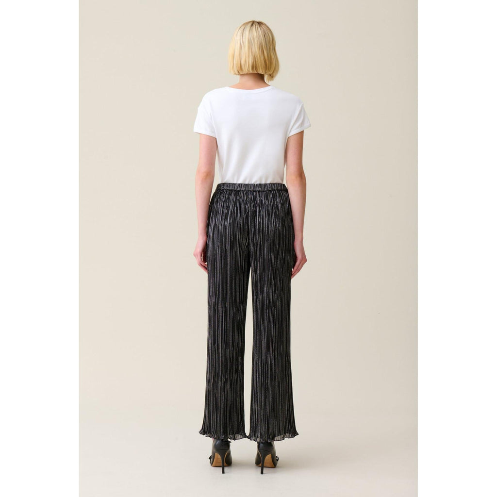 Silver Pleated Fluid Trousers