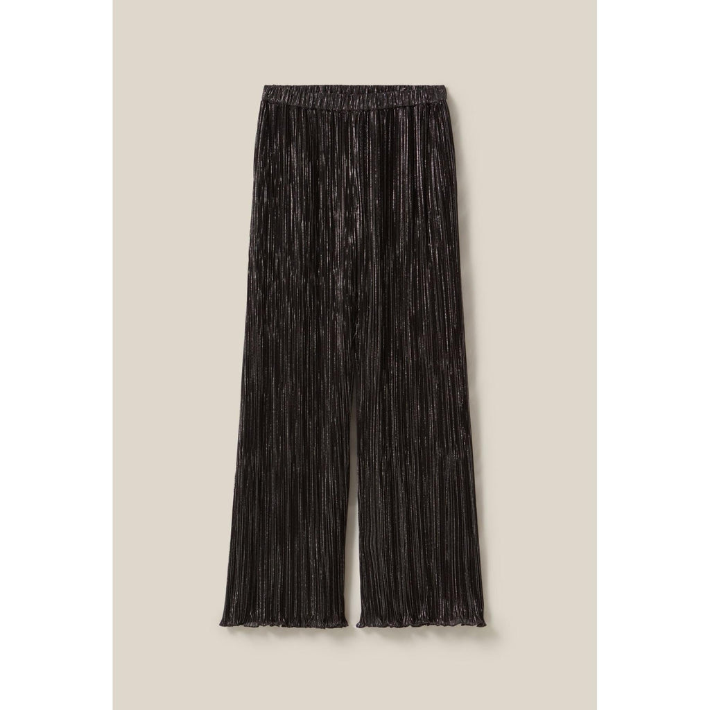Silver Pleated Fluid Trousers